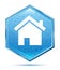 Home icon crystal blue hexagon button