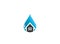 Home icon inside a drop of water for the house repair sanitary, logo design