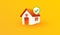 Home icon with shield and check mark icon isolated on yellow background. House safety symbol.  Insurance Concept 3d vector