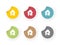 Home icons colored stickers set