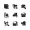 Home improvements black glyph icons set on white space