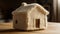 Home insulation concept, Miniature knitted warm house made of wool, AI generated