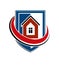 Home insurance conceptual icon, protection shield with vector si