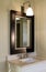 Home interior bathroom mirror and sink