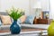 Home interior decor, tulip bouquet in vase