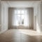 Home interior mockup with empty room color wall and decorated with wooden floors