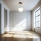 Home interior mockup with empty room color wall and decorated with wooden floors