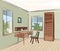 Home interior work place furniture Living room sketch