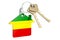 Home keychain with Rastafarian flag. 3D rendering