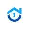 Home with keyhole symbol, vector logo