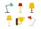 Home lamp icon set, flat style