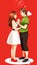 Home life family characters romantic and warm lovers young men and girls cartoon illustration