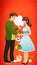 Home life family characters romantic and warm lovers young men and girls cartoon illustration