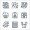 home line icons. linear set. quality vector line set such as casual, timeline, freedom, stay at home, working, cloud, applications