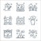 home line icons. linear set. quality vector line set such as home repair, online chat, feedback, videocall, employee
