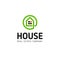 Home linear vector logo. Smart house line art green and black logotype. Outline real estate icon.