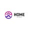 Home linear vector logo. Smart house line art purple, violet and black logotype. Outline real estate icon.