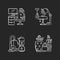 Home and living design chalk white icons set on black background