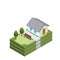 Home loan, home for cash concept, isometric vector