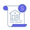 Home Loan Icon. Document with a House and Dollar Sign. Home Financing Solutions, Mortgage Assistance