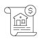 Home Loan Icon. Document with a House and Dollar Sign. Home Financing Solutions, Mortgage Assistance