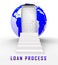 Home Loan Process Doorway Depicts Mortgage Stages For Borrowing Money - 3d Illustration
