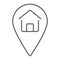 Home location thin line icon, real estate and home