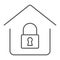 Home Lock thin line icon, real estate and home