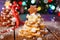 Home made baked Christmas gingerbread tree as a gift