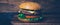Home made Burger cheeseburger with beef on a wooden background. Classic home made Burger. Close up, copy space