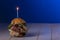 home made cheeseburger with a candle