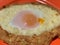 Home made diet proper nutrition khachapuri - traditional Georgian pie with cheese and egg. Horizontal image