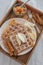 Home made healthy cinnamon waffles with pear