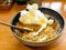 Home made oatmeal biscuit baking, roasted oatmeal in bowl