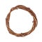 Home made rustic decorative ring. Twigs in circle. Isolated on white background.