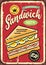 Home made sandwich retro commercial sign