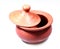 Home made terracotta traditional pot with top