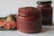 Home made three ingredients fig jam. Fig conserve made with fresh fig, sugar and lime juice