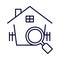 home, magnifying glass, house finding icon