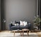 Home mockup in simple dark blue interior background