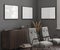 Home mockup, vintage home office interior background