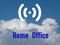 Home Office concept. white WiFi symbol on blue sky