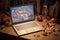 Home Office, laptop being used at home amongst children\\\'s toys.