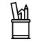 Home office pencils pot icon, outline style