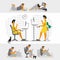 Home office. Remote work. Correct organization of the workplace. work from home. work at home. Quarantine. Vector illustration