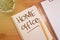 Home Office  text words typography written on book against wooden background  life and business motivational inspirational