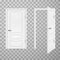 Home  office white doors open and closed with handles without locks realistic templates set