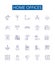 Home offices line icons signs set. Design collection of Home, Offices, Work, Desk, Home Office, Comfortable, Productive