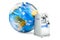 Home Oxygen Concentrator with Earth Globe, 3D rendering