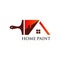 Home Paint Brush Logo Design. Real Estate Colorfull Graphic. Renovation Repair Construction Icon.